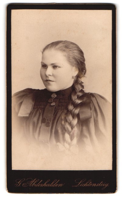 Photography by G. Abderhalden, Lichtensteig, CDV. Portrait of a woman with…