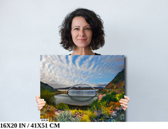 Reflections of Connection: Roosevelt Lake Bridge Arizona Wall Art Canvas Print