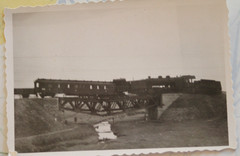 Photo Warthe Warta River Bridge Train Locomotive Steam Locomotive Poland Sieradz Vintage BH