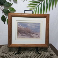 Signed 1988 Beach Photography Framed Vintage Coastal Dunes Oceanfront 9.5×11.5