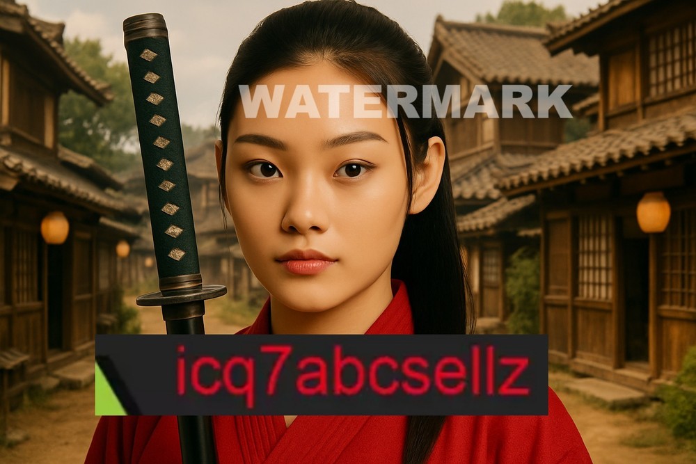 Digital Image – Wallpaper Background Art – Asian Warrior in village