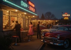 Digital Image Picture Photo Wallpaper Background AI Art 50’s American Drive-in2