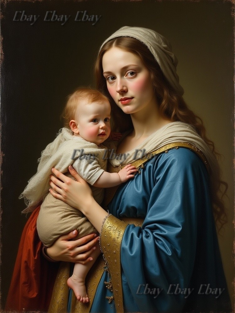 Photo A3 Mother Child Tenderness Artistic Glossy Paper Decor -004