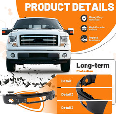 Front Bumper Face Bar Compatible with 2009-2014 Ford F150 W/Fog Light Holes Repl