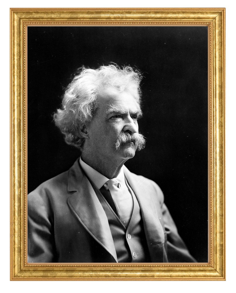 Samuel Clemens also known as Mark Twain Photograph in a Aged Gold Frame