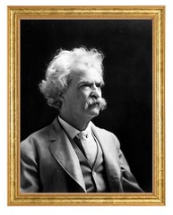 Samuel Clemens also known as Mark Twain Photograph in a Aged Gold Frame