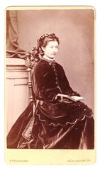 Old CDV photo around 1870, young pretty woman, Mühlhausen in Thuringia