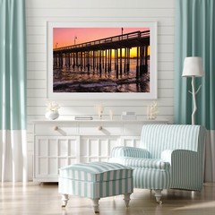 Ventura Pier Sunset California Wall Art Photo Print, Aerial Pier Photography