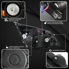 Compatible with 2007-2011 Honda CR-V, Left + Right Pair Headlamps Assembly, JDM