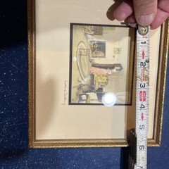 Wallace Nutting WINDING AN OLD TALL CLOCK, 1913 signed & frame Color Photo 8.5×7