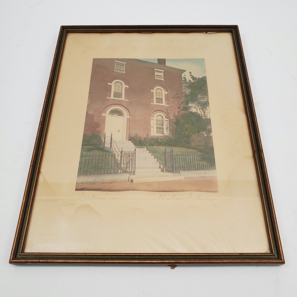 Antique Signed Wallace Nutting Colored Photo «Doctor’s Door» Larkin-Rice House