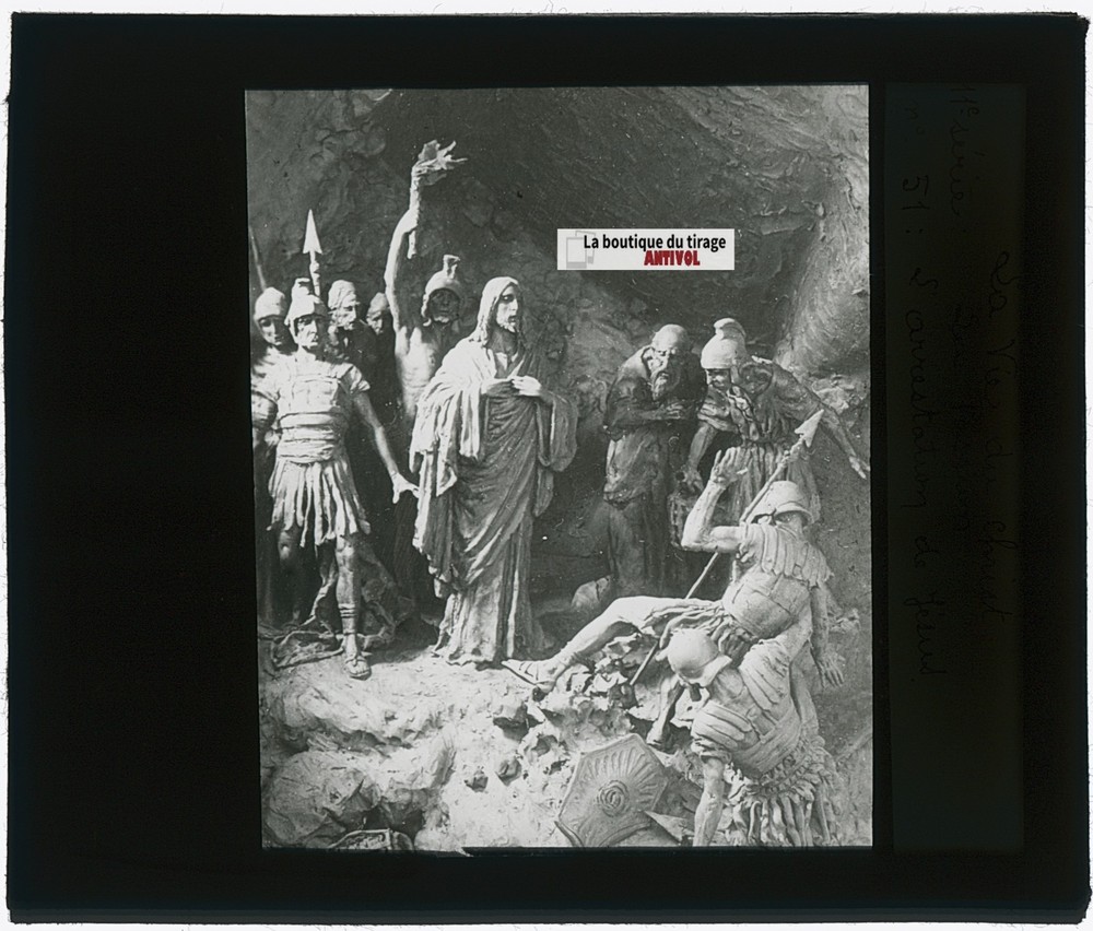 The Arrest Of Jesus, Christ, Photo Glass Plaque, Black & White, 8.5×10 Cm