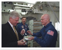 Bill Clinton And Astronaut John Glenn Space Shuttle Silver Halide Photo