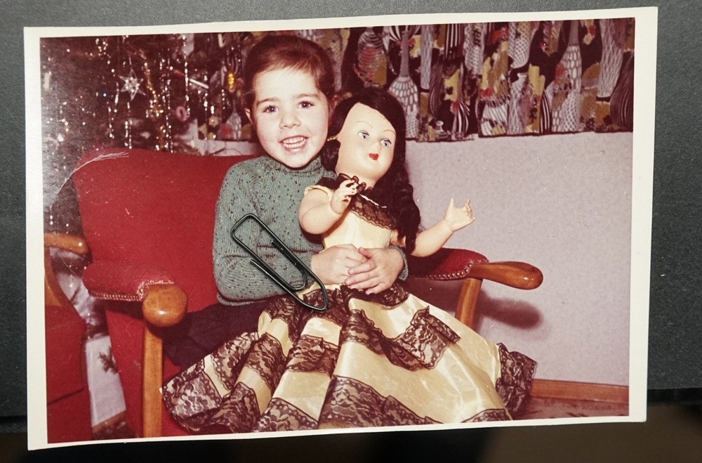 Photo Portrait Child Girl Christmas Gift Toy Doll Isabel 1962 Old