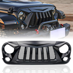 Matte Black Front Grill Grid Grille W/Mesh Compatible with Jeep Wrangler Rubicon