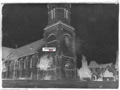 Castle Pionsat, Church, Plate Glass Photo, Negative Black & White