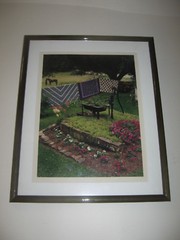Framed Art Photograph Amish Quilts Hanging in Lancaster Farm Yard 16.5″x13.5″