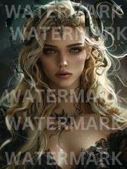 Digital Image Picture Snake Queen Blond Beauty Photo Wallpaper Desktop AI Art