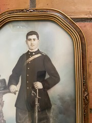 Antique 19th Century Colorized Framed Photograph Soldier Vincent Scenna