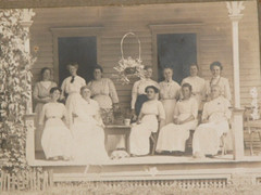 Steinhaus Family Photo Ladies Vtg Orig. 1910s 20s Sepia Tone Porch Photograph
