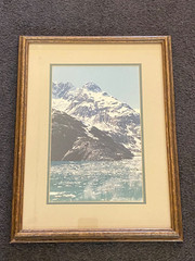 Vintage Snow Ice Mountain Lake Photo Professionally Framed 17.5”x13.5”