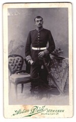 Photograph Düll, Munich, Blüthenstraße 21, soldier in uniform with saber