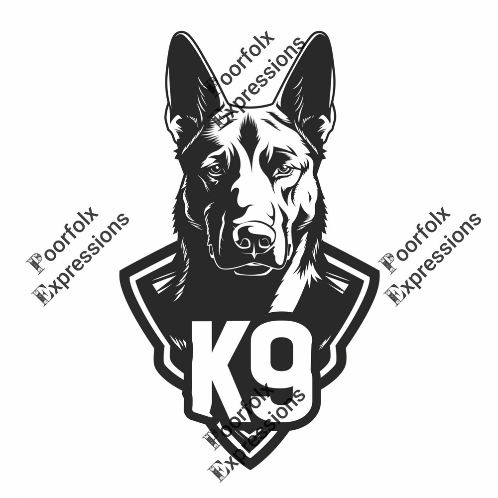 Set Of (5) Original Digital Art Images Of Various German Shepherd Dog K9 Logo A+