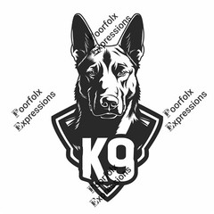 Set Of (5) Original Digital Art Images Of Various German Shepherd Dog K9 Logo A+