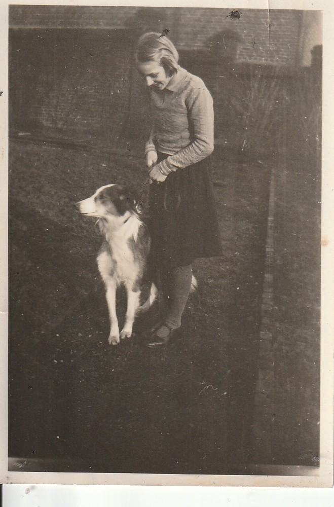 Vintage Photo Woman with Dog Border Colli Dog Snapshot 1933-2