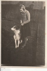 Vintage Photo Woman with Dog Border Colli Dog Snapshot 1933-2