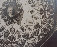 Vintage Photograph of Many Men’s Portraits Building to a Central Portrait