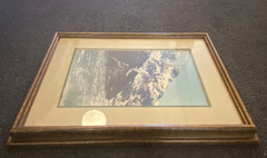 Vintage Snow Ice Mountain Lake Photo Professionally Framed 17.5”x13.5”