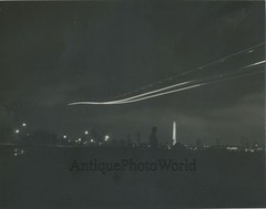 Washington DC at night lights on street vintage photo