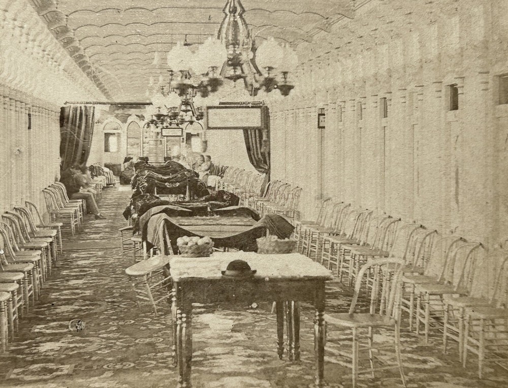 USA Interior D’Un Steamer on The Mississippi c1865 Photo Stereo Vintage