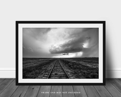 Railroad Photography Print | Train Tracks and Storm Picture | Kansas Wall Art