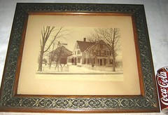 ANTIQUE COUNTRY USA FOLK ART HOME HOUSE BARN PHOTO PICTURE WOOD GLASS FRAME TOOL