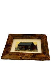 Signed Vintage Barn Photograph 1987 Framed Rustic Farmhouse Cabin Wall Art 9×8