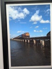 Framed Train Bridge Triptych Wall Art Print Railroad Landscape 25.5 x 13.75