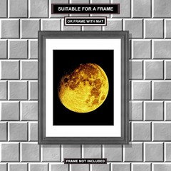 Moon Decor, 8×10 inch Print, 90 Percent Full Moon (Waxing Gibbous Phase) M5102