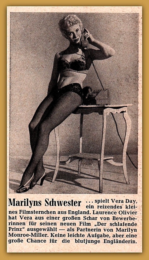 1958 Magazine Photo Print Pinup Marilyns Schwester Vera Day Nylons Bra High Heel