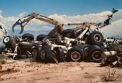 VINTAGE AIRCRAFT AIRPLANE SALVAGE SCRAPYARD SURREAL LANDSCAPE COLOR PHOTOGRAPH