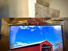 OOAK Rustic Embellished Framed Photo HAUNTED Sachs Covered Bridge GETTYSBURG PA