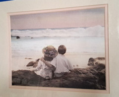 Kathleen Francour «Seaside Romance» 11×14 Matted Art 1992 Lithograph In Plastic