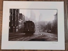 Signed San Francisco Cable Car Photo Danny Li Black & White Matted 10.75×13.75