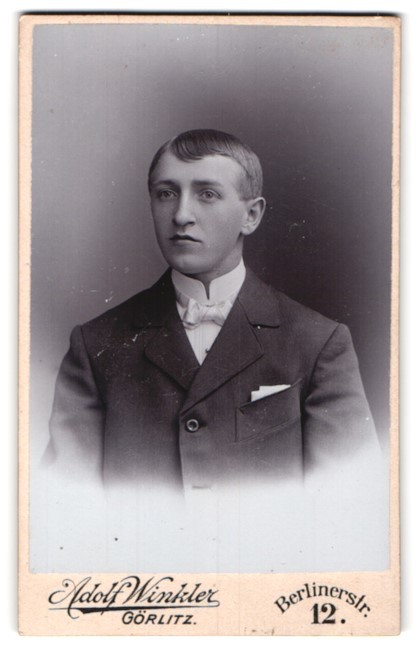 Photography Adolf Winkler, Görlitz, Berlinerstr. 12, Portrait of a Young Man
