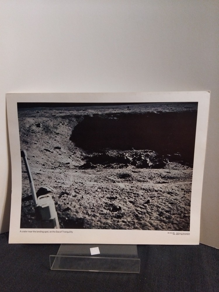 Vintage NASA Photo of Crater Near Apollo 11 Landing Sea of Tranquility 1969