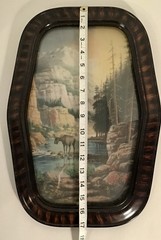 Antique W.A. Carson Wildlife Photograph Artwork Bubble Frame Moose Hunting