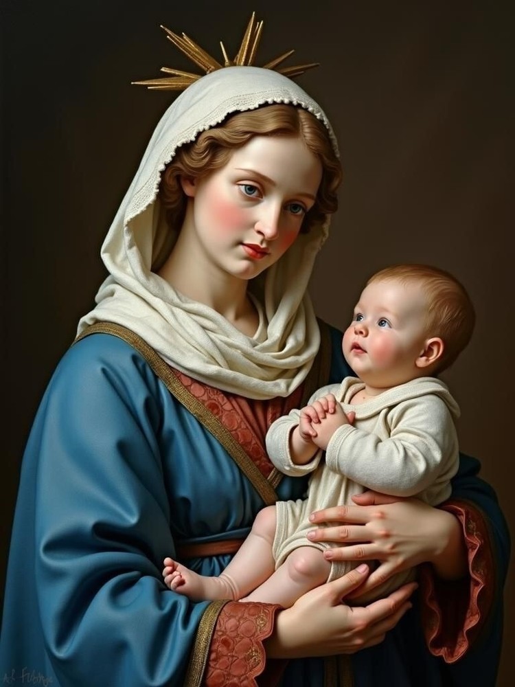A3 Photo Mother Child Tenderness Artistic Glossy Paper Decor -113