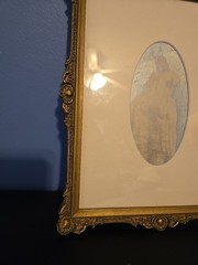 Vtg Victorian Baby Framed Cameo Picture Ornate Gold Syroco Style Frame