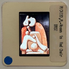 Vintage 35mm Art Slide Picasso Human in Red Chair 1932 Cubist